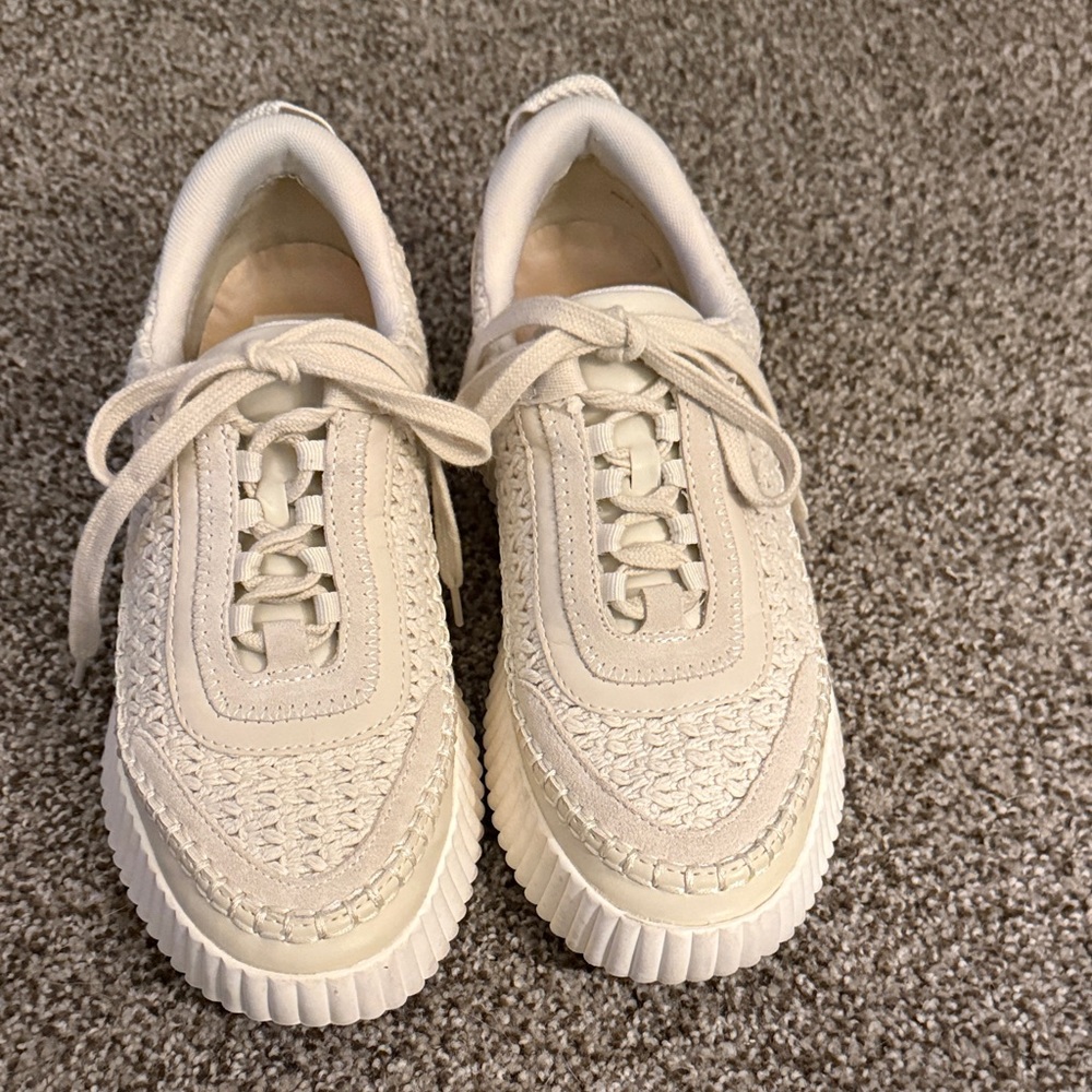 Dolce Vita Off-White Textured Sneakers